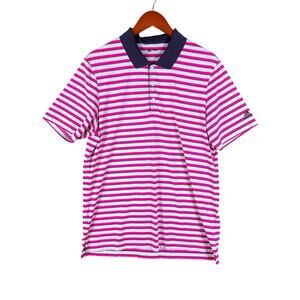 Adidas Performance Stretch‎ Golf Activewear Polo Striped Pink Blue Mens Large